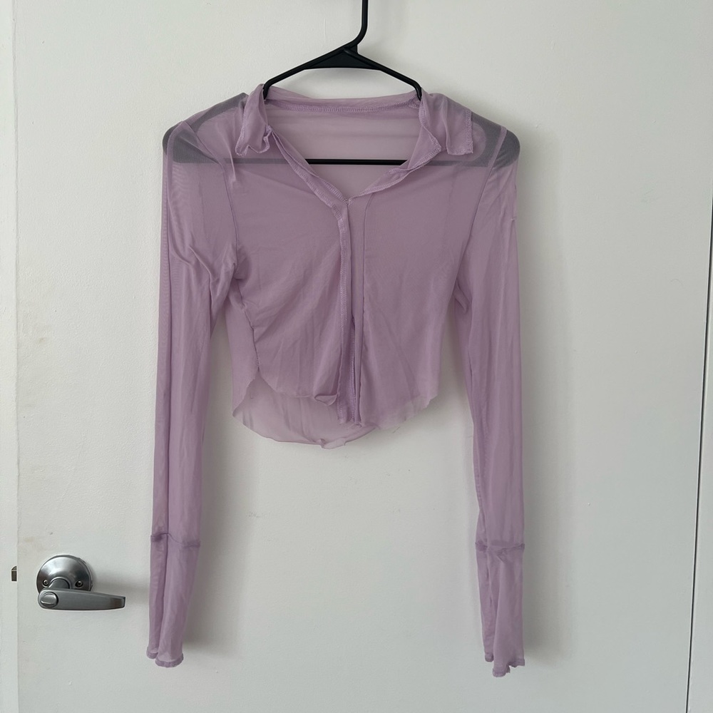 Sheer purple long sleeve going out top
